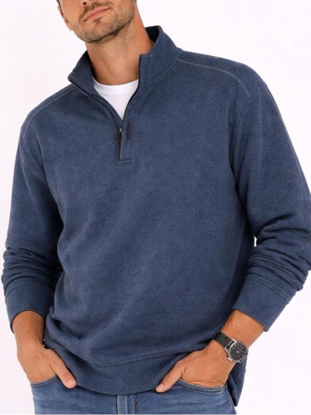 TOMMY BAHAMA Men's Quarter-Zip Pullover Sweater - Navy!! L